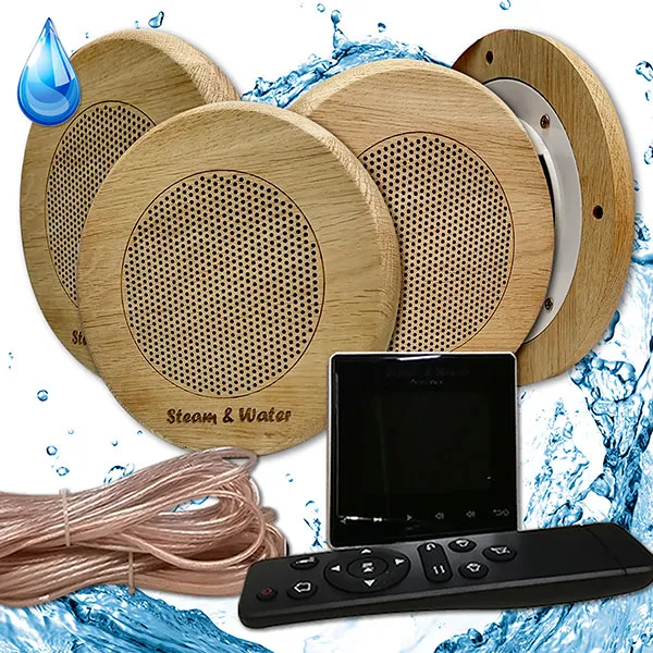 Комплект акустической системы для хамама Steam & Water 4 black SAUNA (круглый)
